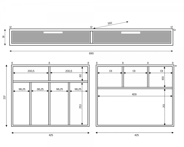 Schubladen-Aufsatzschrank aus Buche. Inkl. 2 Besteckeinsätze.